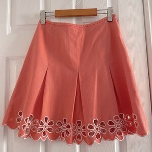 INC International Concepts Pink Eyelet Mini Skirt Scalloped Hem Daisy Size 2